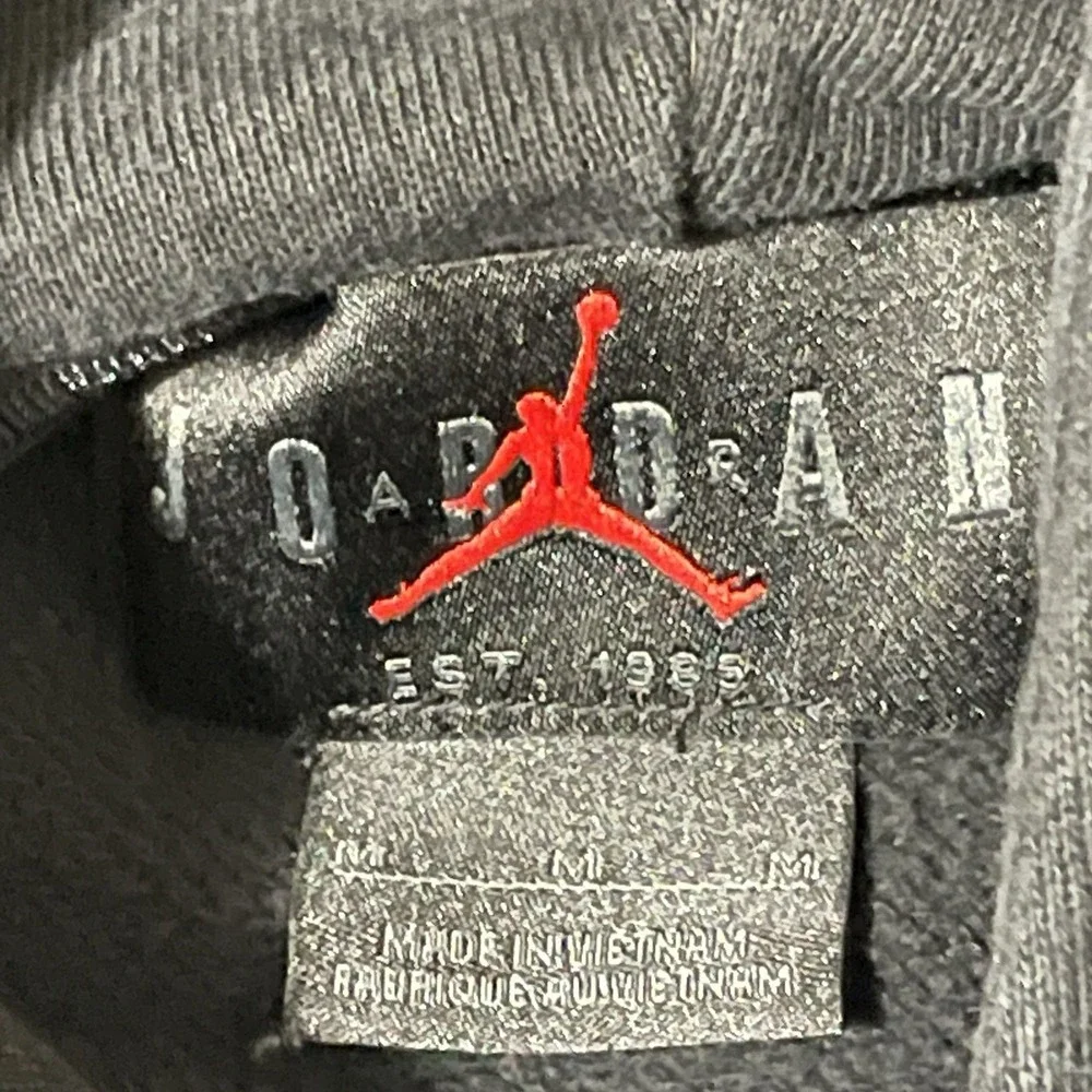 Nike Air‎ Jordan Flight Logo Hoodie Men Medium Black Fleece Pullover DQ7338-612